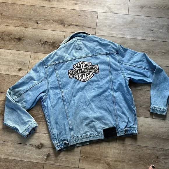 Vintage Harley Davidson Button Down Denim Jean Jacket Embroidered - Picture 8 of 12